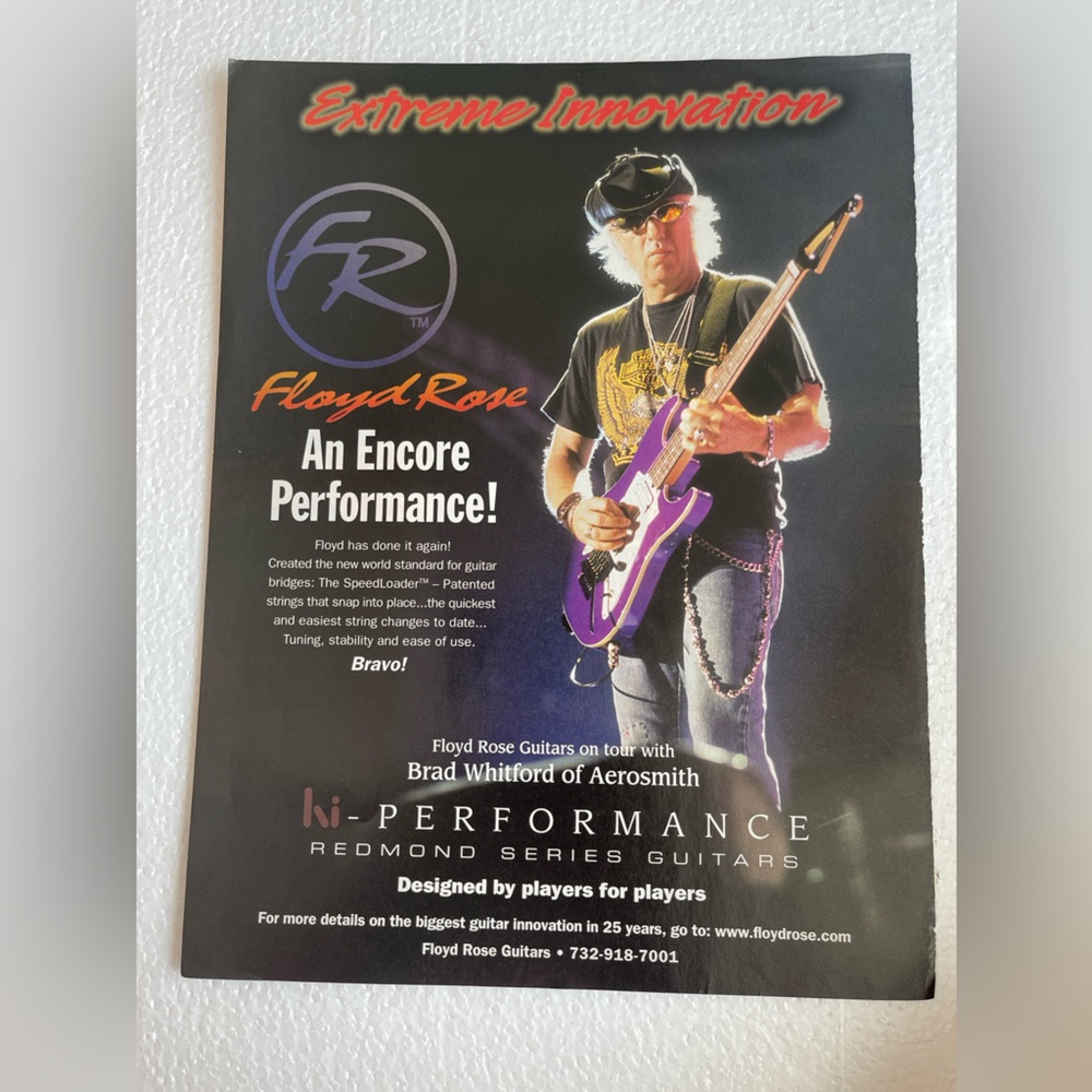 Floyd Rose Guitar Performance Pinup with Aerosmith’s Brad Whitfield